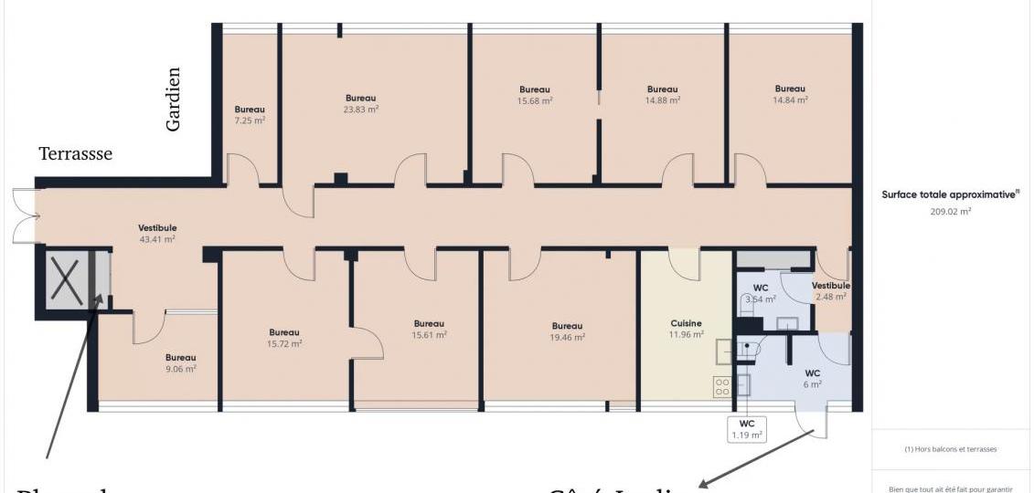 Ensemble de bureaux de 210 m2 avec jardin - Meaux