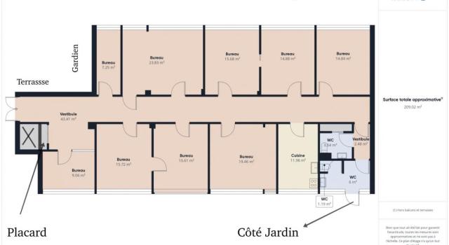 Ensemble de bureaux de 210 m2 avec jardin - Meaux